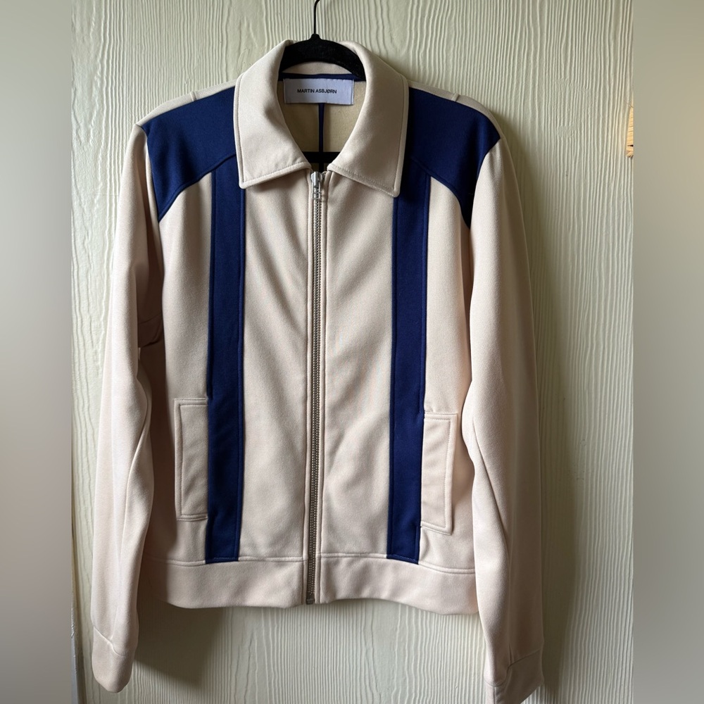 Martin Asbjørn Adam Zip Jacket Cream & Navy Track Jacket Size L | Never Worn | - Picture 2 of 9